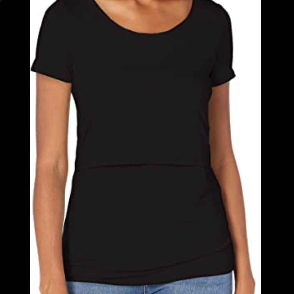 Motherhood Maternity Black Nursing T-Shirt Easy Flip Up Short Sleeve Basic